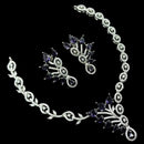 NAFJ Glamorous Rhodium Plated American Diamond Necklace Set