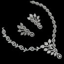 NAFJ Glamorous Rhodium Plated American Diamond Necklace Set