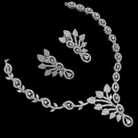 NAFJ Glamorous Rhodium Plated American Diamond Necklace Set