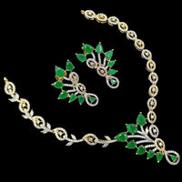 NAFJ Luxurious Gold Plated American Diamond Party Wear Necklace Set