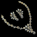 NAFJ Luxurious Gold Plated American Diamond Party Wear Necklace Set