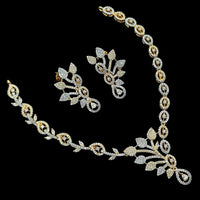 NAFJ Luxurious Gold Plated American Diamond Party Wear Necklace Set