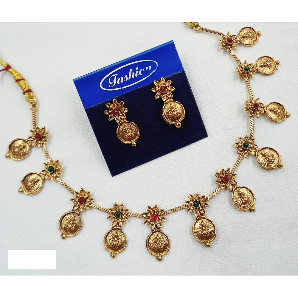 NAFJ Temple Necklace Set with Intricate Carvings for Weddings and Cultural Celebrations