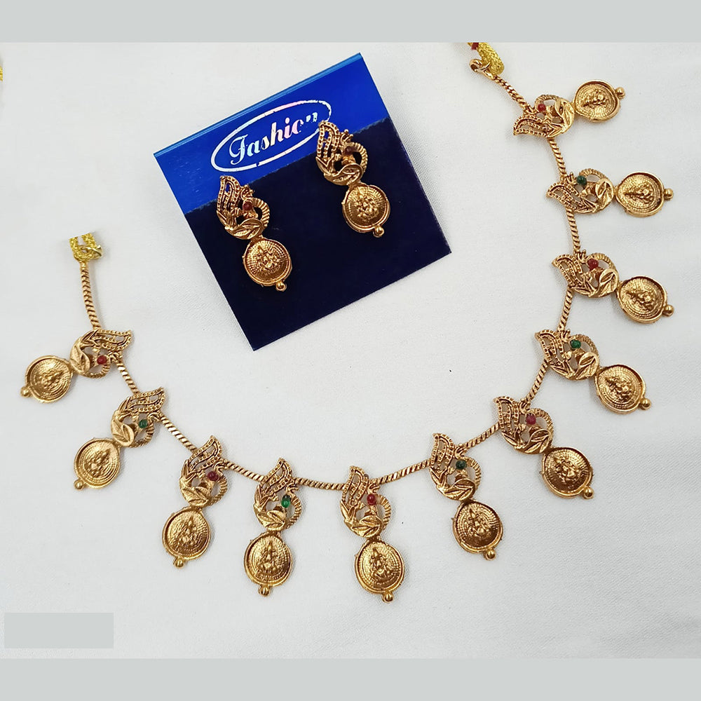 NAFJ Temple Necklace Set with Intricate Carvings for Weddings and Cultural Celebrations