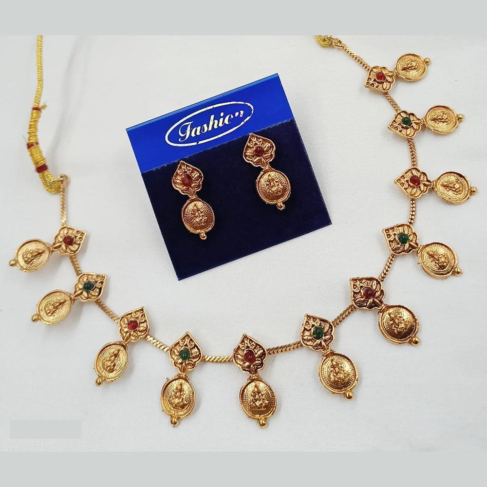 NAFJ Temple Necklace Set with Intricate Carvings for Weddings and Cultural Celebrations