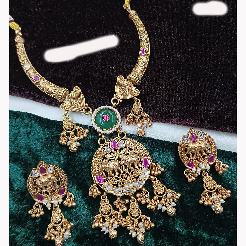 NAFJ Royal Kundan and Pearl Necklace Set with Traditional Design forFestive Wear