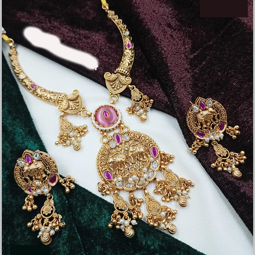 NAFJ Royal Kundan and Pearl Necklace Set with Traditional Design forFestive Wear