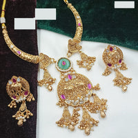 NAFJ Royal Kundan and Pearl Necklace Set with Traditional Design forFestive Wear