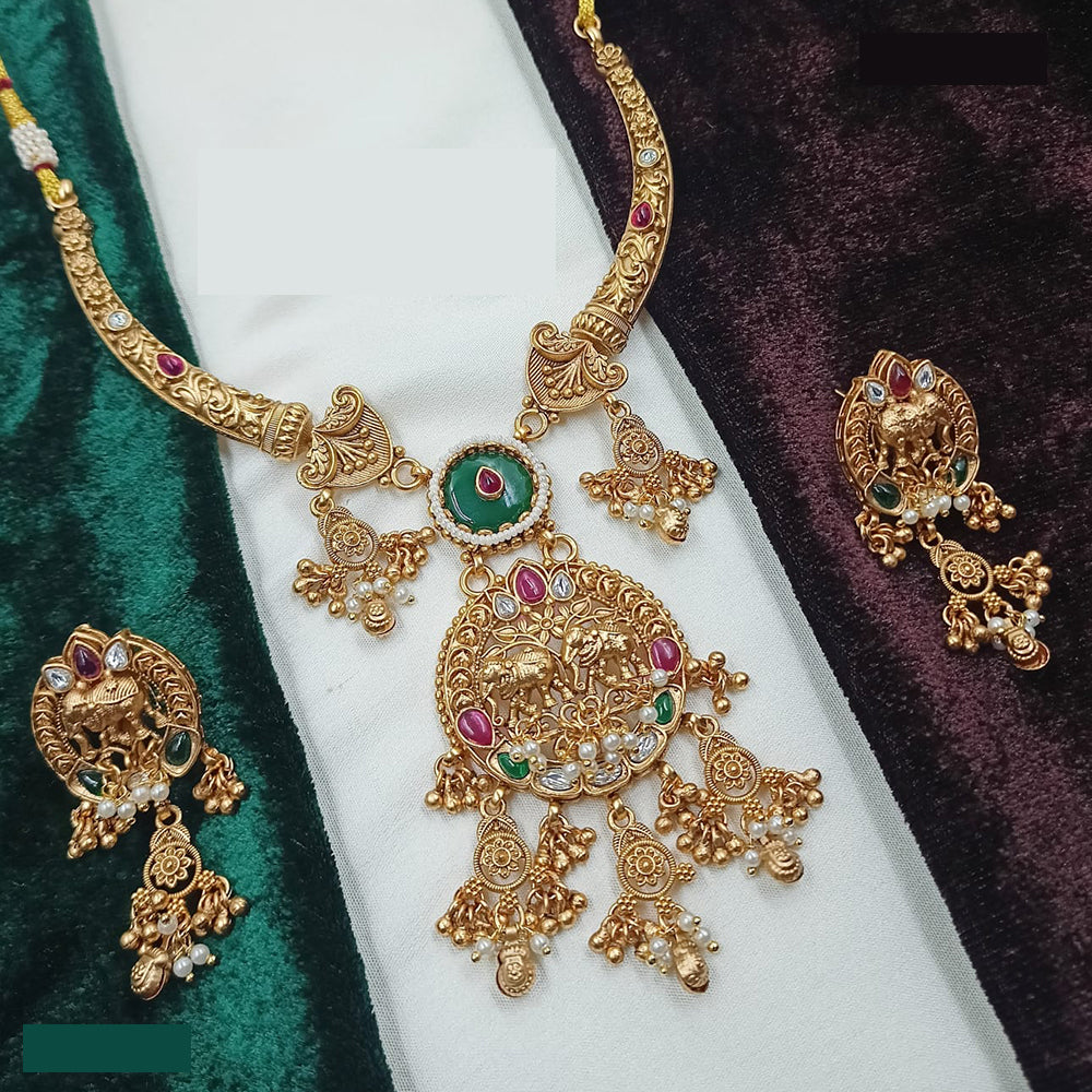 NAFJ Royal Kundan and Pearl Necklace Set with Traditional Design forFestive Wear