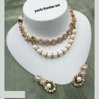 NAFJ Exquisite Kundan and Pearl Choker Necklace Set with Traditional Patterns and Festive Appeal