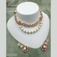 NAFJ Exquisite Kundan and Pearl Choker Necklace Set with Traditional Patterns and Festive Appeal