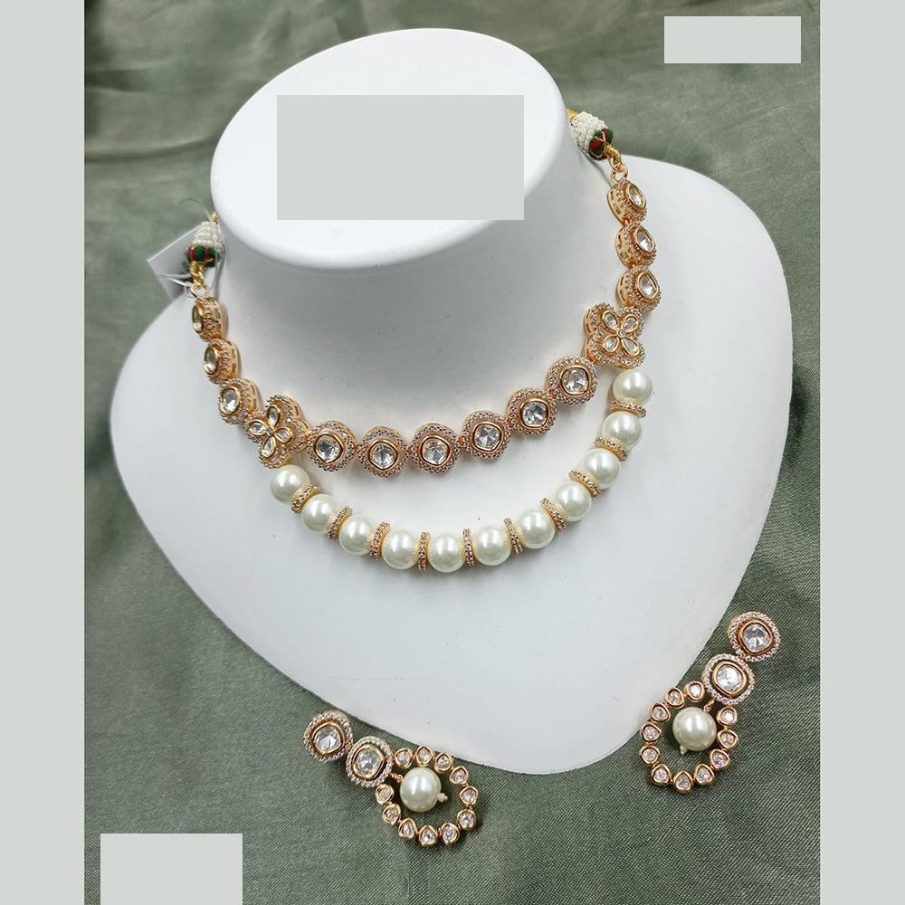 NAFJ Exquisite Kundan and Pearl Choker Necklace Set with Traditional Patterns and Festive Appeal