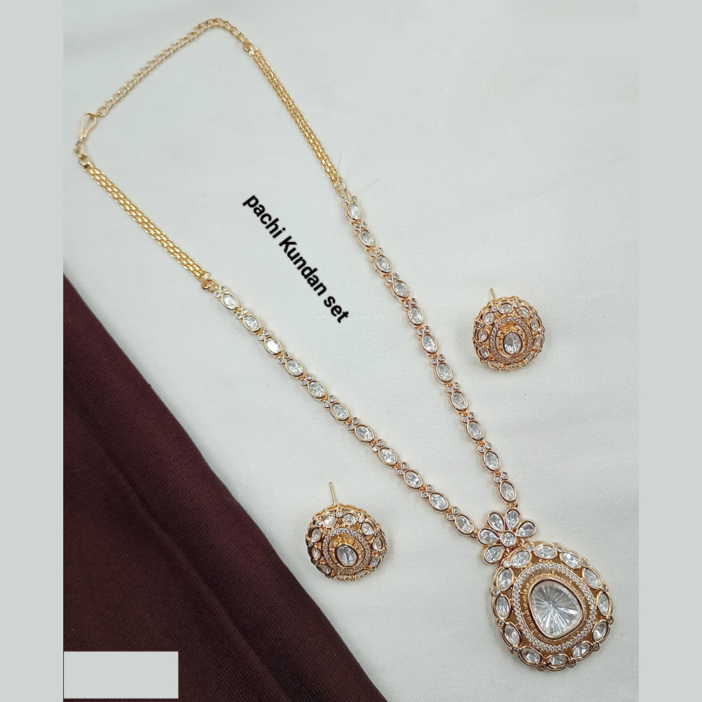 NAFJ Handcrafted Polki Kundan Long Necklace Set for Weddings and Festivals