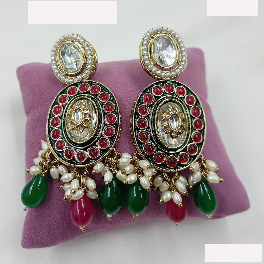 NAFJ Designer Kundan And Beads Dangler Earrings for Women