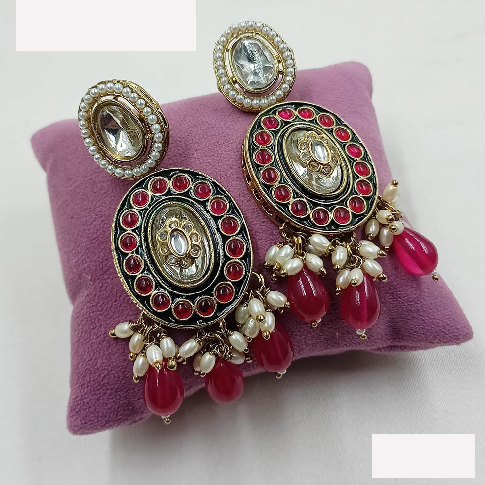 NAFJ Designer Kundan And Beads Dangler Earrings for Women