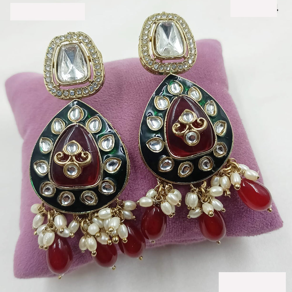 NAFJ Designer Kundan And Beads Dangler Earrings for Women