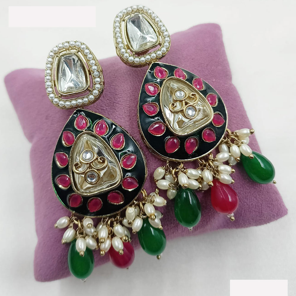 NAFJ Designer Kundan And Beads Dangler Earrings for Women