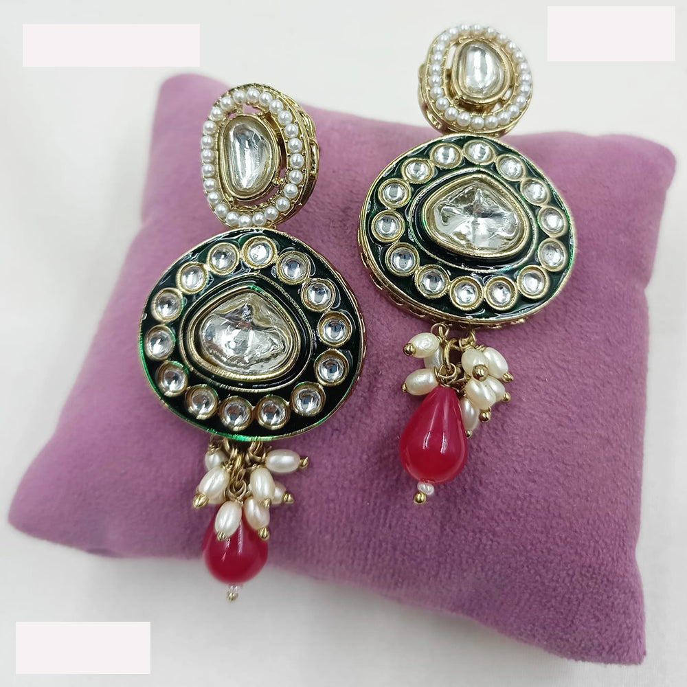 NAFJ Designer Kundan And Beads Dangler Earrings for Women