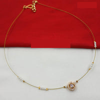 NAFJ Elegant Invisible String Necklace with Ruby Pendant For Party Wear