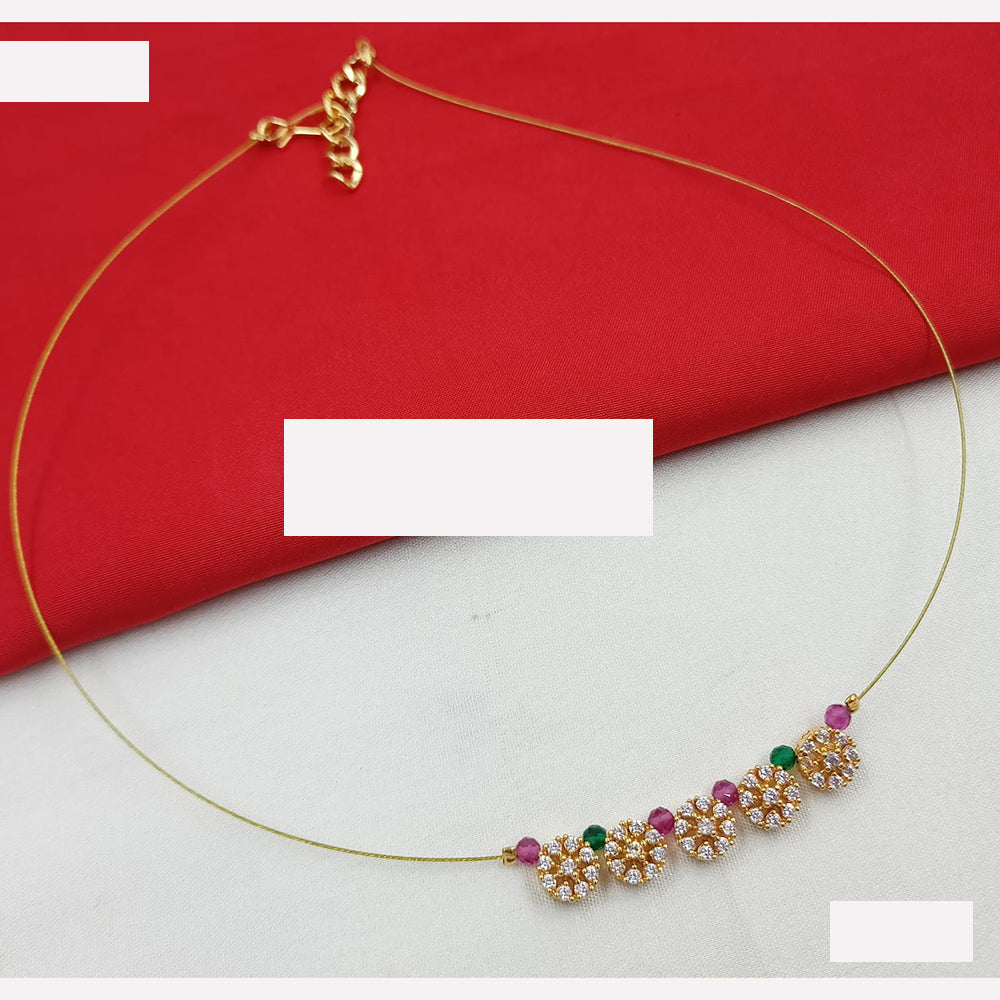 NAFJ Elegant Invisible String Necklace with Pearl And Austrian Stone For Party Wear
