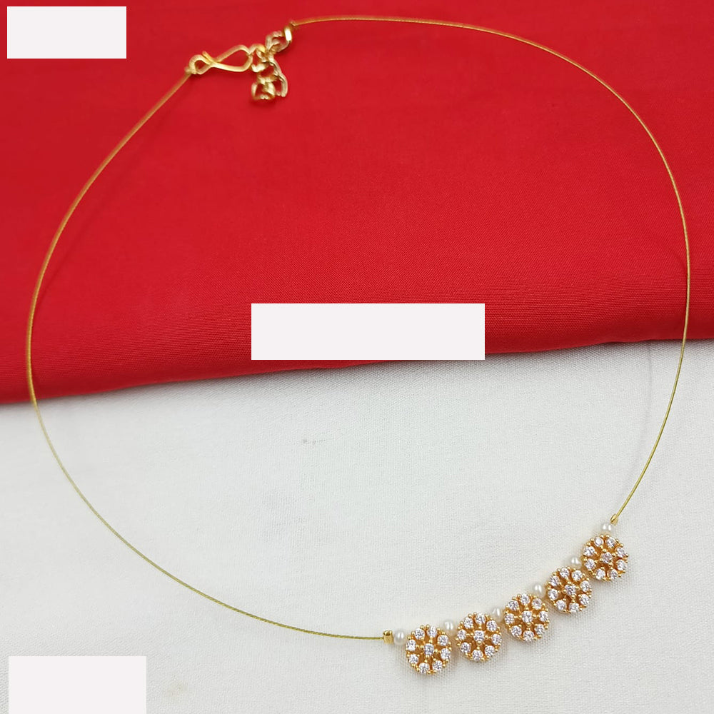 NAFJ Elegant Invisible String Necklace with Pearl And Austrian Stone For Party Wear
