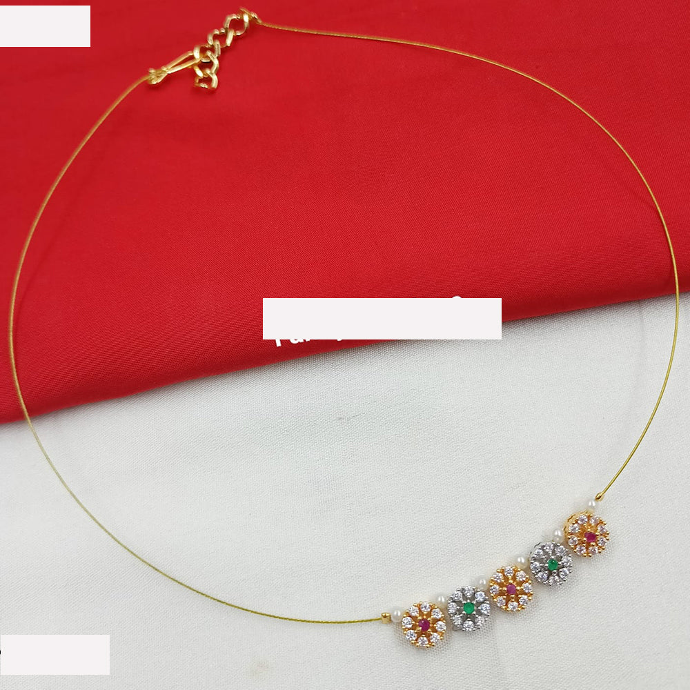 NAFJ Elegant Invisible String Necklace with Pearl And Austrian Stone For Party Wear