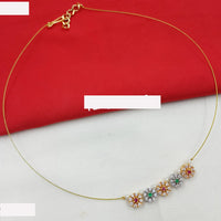 NAFJ Elegant Invisible String Necklace with Pearl And Austrian Stone For Party Wear