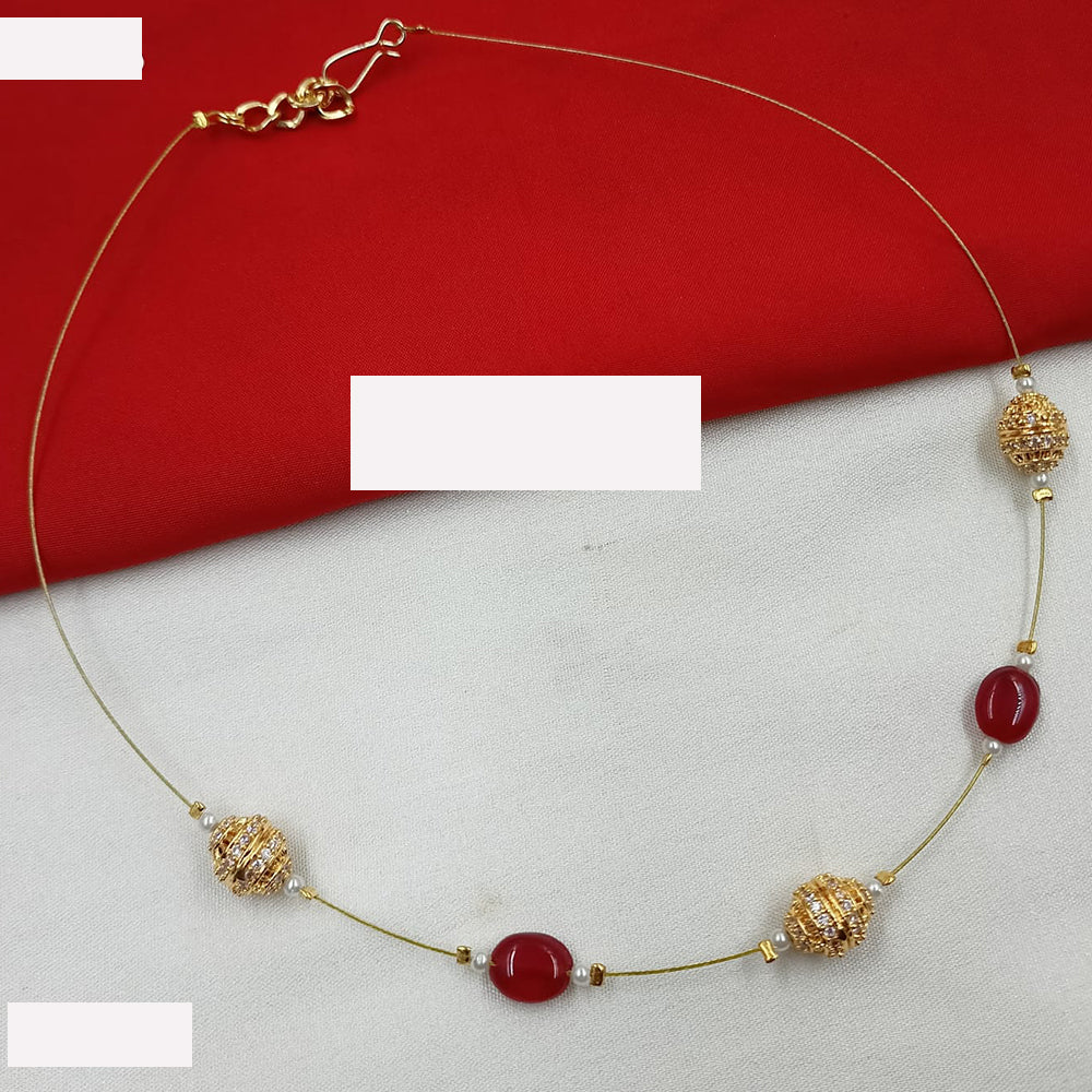 NAFJ Lightweight Floating Chain With Beads Fancy Necklace Set For All Occassions