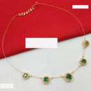 NAFJ Lightweight Floating Chain Crystal And Pearl Fancy Necklace Set For All Occassions