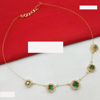 NAFJ Lightweight Floating Chain Crystal And Pearl Fancy Necklace Set For All Occassions
