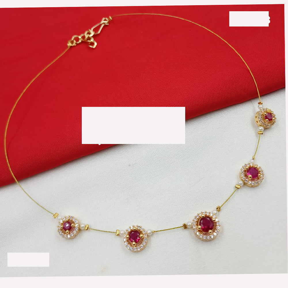 NAFJ Lightweight Floating Chain Crystal And Pearl Fancy Necklace Set For All Occassions
