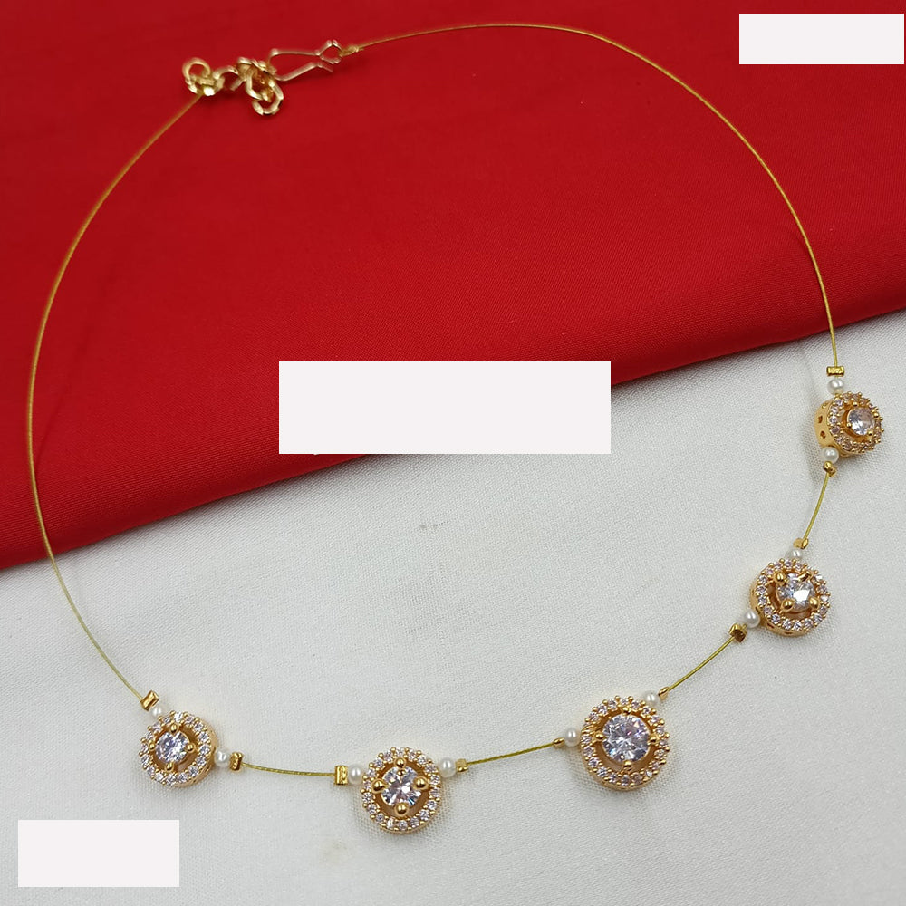 NAFJ Lightweight Floating Chain Crystal And Pearl Fancy Necklace Set For All Occassions