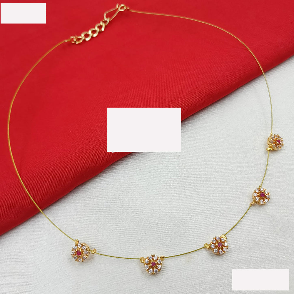 NAFJ Elegant Invisible String Necklace with Pearl And Austrian Stone For Party Wear