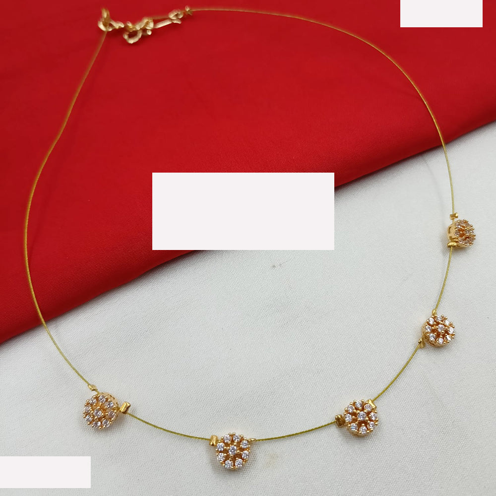 NAFJ Elegant Invisible String Necklace with Pearl And Austrian Stone For Party Wear