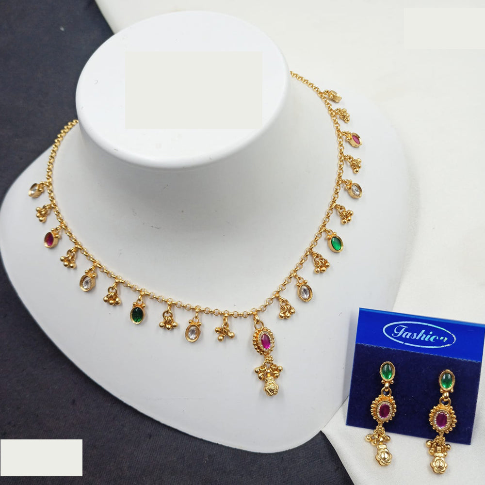 NAFJ Handcrafted Kundan Necklace Set with Ghungroo Detailing