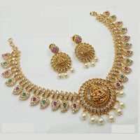 NAFJ Elegant Temple Necklace with Austrian Stones and Pearls – Festive Wear Collection