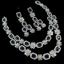 NAFJ Sparkling American Diamond Multi Layer Long Necklace Set For Wedding Occassions
