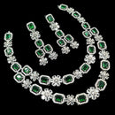NAFJ Sparkling American Diamond Multi Layer Long Necklace Set For Wedding Occassions