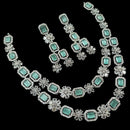NAFJ Sparkling American Diamond Multi Layer Long Necklace Set For Wedding Occassions