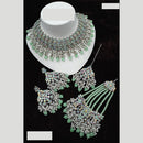 NAFJ Traditional Rodium Plated  Crystal And Pearl Bridal Necklace With Pasa Perfect For Bride