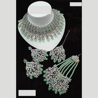 NAFJ Traditional Rodium Plated  Crystal And Pearl Bridal Necklace With Pasa Perfect For Bride