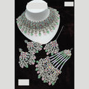 NAFJ Traditional Rodium Plated  Crystal And Pearl Bridal Necklace With Pasa Perfect For Bride