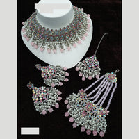 NAFJ Traditional Rodium Plated  Crystal And Pearl Bridal Necklace With Pasa Perfect For Bride