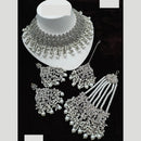 NAFJ Traditional Rodium Plated  Crystal And Pearl Bridal Necklace With Pasa Perfect For Bride