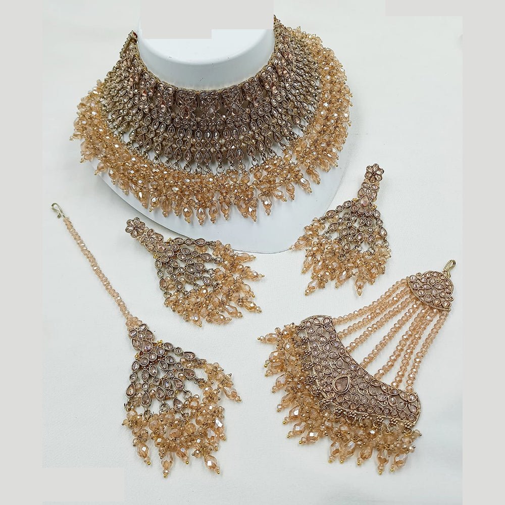 NAFJ Traditional Crystal And Pearl Bridal Necklace With Pasa Perfect For Bride