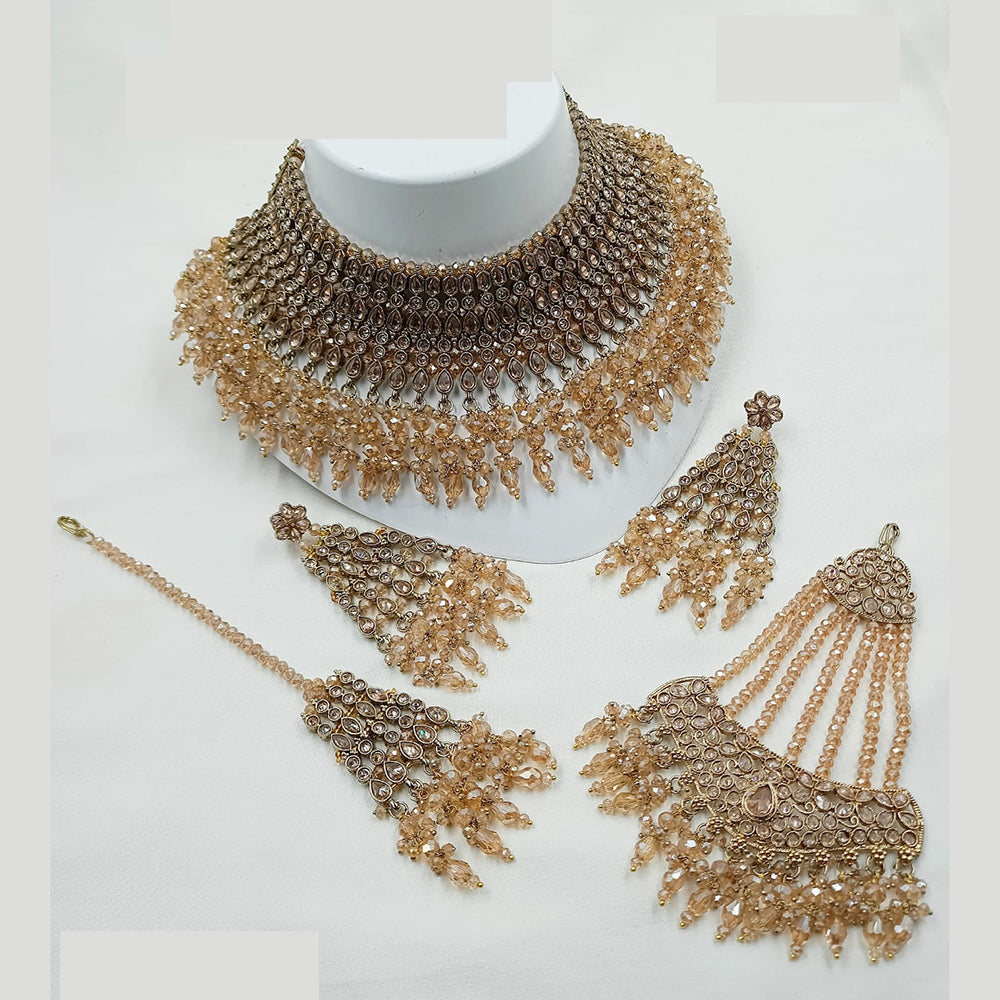 NAFJ Traditional Crystal And Pearl Bridal Necklace With Pasa Perfect For Bride
