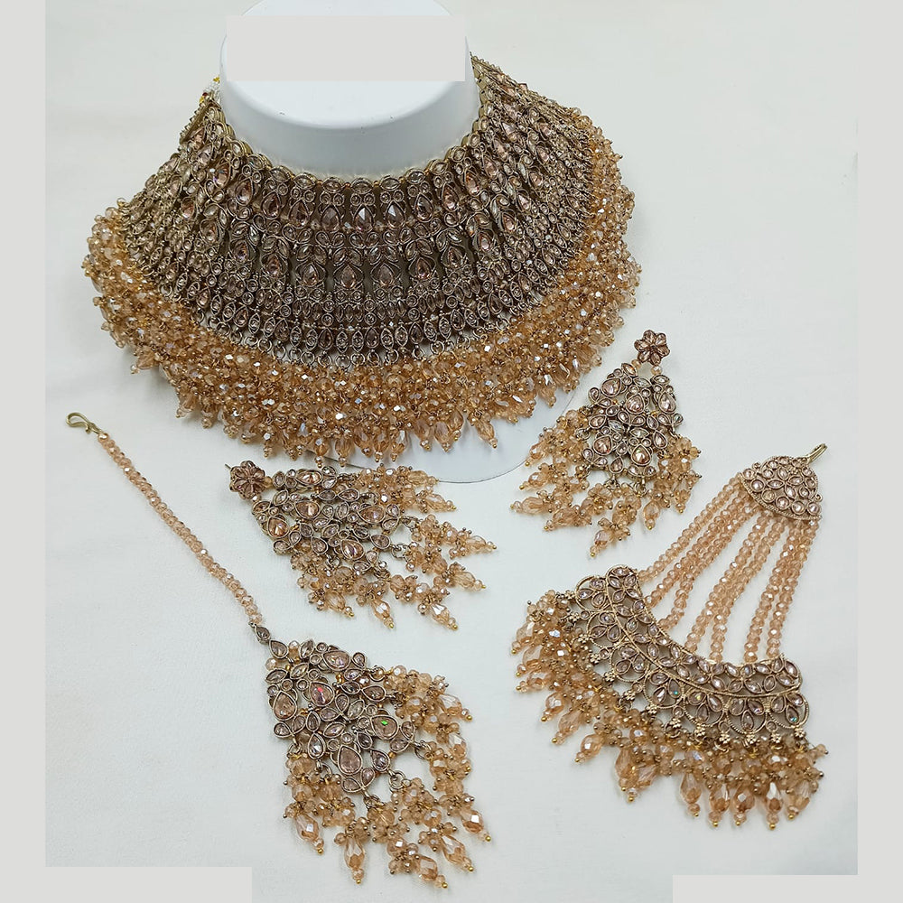 NAFJ Traditional Crystal And Pearl Bridal Necklace With Pasa Perfect For Bride