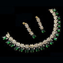 NAFJ Luxurious Gold Plated American Diamond Party Wear Necklace Set