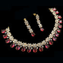 NAFJ Luxurious Gold Plated American Diamond Party Wear Necklace Set