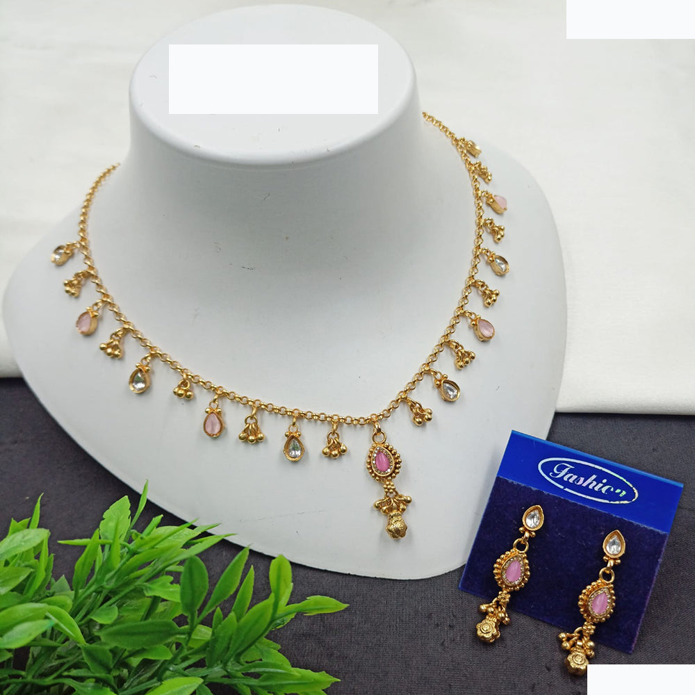 NAFJ Handcrafted Kundan Necklace Set with Ghungroo Detailing